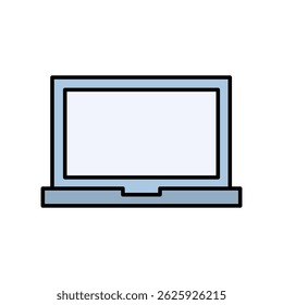 Ilustração de dispositivo digital de tecnologia. Laptop, Tela, Trabalho, Objeto Portátil. Gráfico Isolado de Estilo Plano