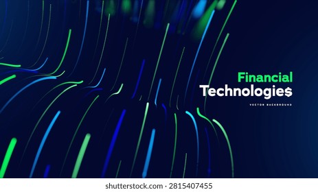 Technology Digital Finance Data Network Abstract Flow Supports Corporate Banking Presentations, Fintech Branding, Payment Solutions, And Secure Financial Communication. Vector Illustration.