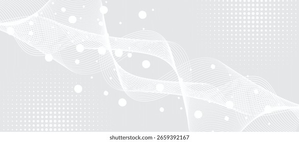 Fundo do fluxo digital de tecnologia. Fundo abstrato branco cinza futurista. padrão de linhas de onda brilhante para banner, papel de parede, capa.