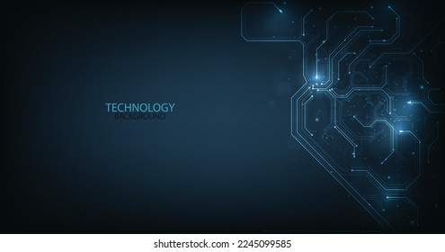  Technology digital futuristic background concept. Dark blue background with various technology elements Hi-tech communication concept empty space for text.Digital futuristic minimalism.