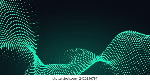 Technologie digitale futuristische Internetverbindung dunkelschwarzer Hintergrund, grüne abstrakte Cyber-Informationskommunikation, Ai big data science, Innovation Future Tech Line Illustration Vektorgrafik 3d