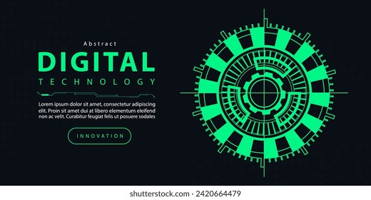Tecnología conexión de red digital futurista de internet de fondo negro oscuro, comunicación de información cibernética abstracta verde, ciencia de datos grandes Ai, innovación futura ilustración de línea tecnológica vector 3d