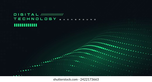 Technology digital futuristic internet network connection black green background, dark abstract cyber information communication, Ai big data science, innovation future tech line illustration vector 3d