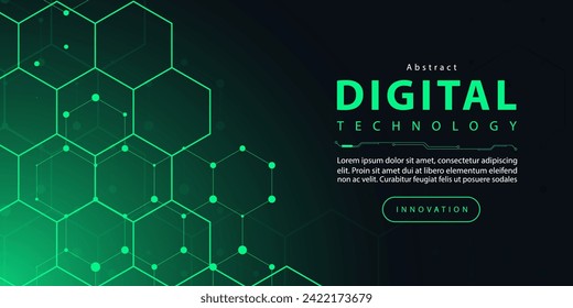 Tecnología conexión de red digital futurista de internet negro fondo verde, comunicación de información cibernética abstracta oscura, ciencia de datos grandes de Ai, innovación futura ilustración de línea tecnológica vector 3d