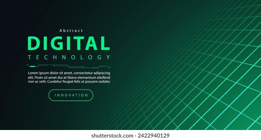 Technology digital futuristic internet network connection black green background, blue abstract cyber information communication, Ai big data science, innovation future tech line illustration vector 3d - Vector στοκ