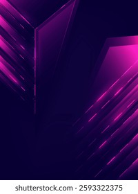 Technology digital glowing neon lines banner, glowing light purple lines tech poster, corporate business concept, hi-tech abstract background  for presentation business or tech event poster EPS 10