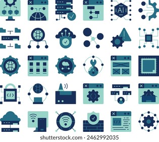 Technology digital icon set design vector illustration stock