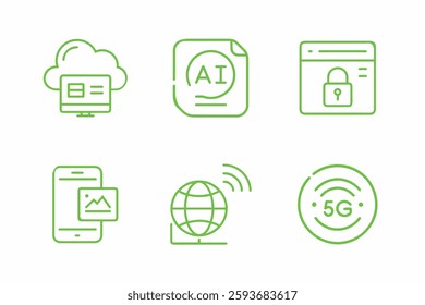 Technology and Digital Icons set