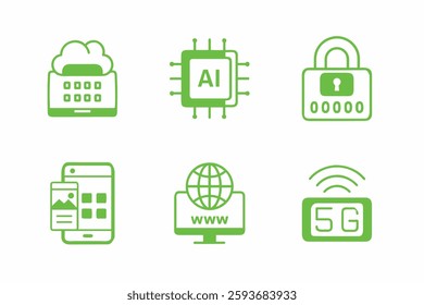 Technology and Digital Icons set