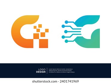 Technology digital initial letter F logo design.