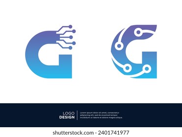 Technology digital initial letter F logo design.