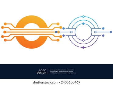 Technology digital initial letter O logo design.