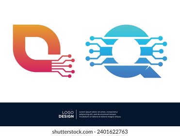 Technologie Digital-Anfangsbuchstabe Q Logo Design.
