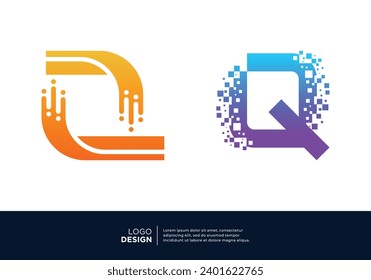Technology digital initial letter Q logo design.