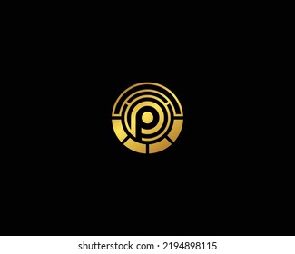 Technology Digital Letter OP, PO And P Logo Icon Modern Design Vector Symbol illustration.