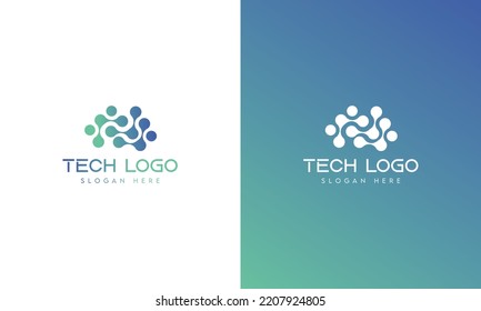 Technology Digital Logo Design Template, Electronic Logo Template Minimal Tech Logo