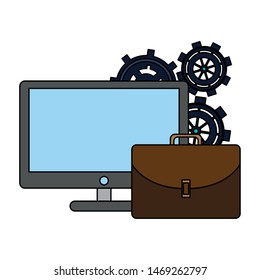 technology digital modern hardware, computer screen pc web support cartoon vector illustration graphic design
