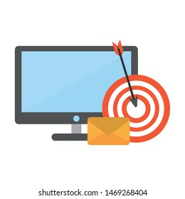 technology digital modern hardware, computer screen pc sending email cartoon vector illustration graphic design