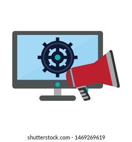 technology digital modern hardware, computer screen pc web support cartoon vector illustration graphic design