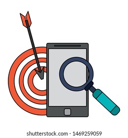 technology digital modern hardware, smartphone analysis support cartoon vector illustration graphic design