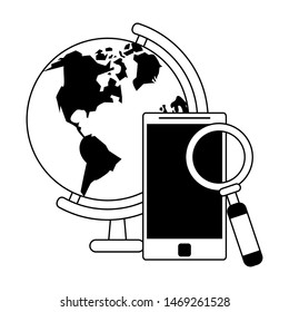 technology digital modern hardware, smartphone analysis support cartoon vector illustration graphic design