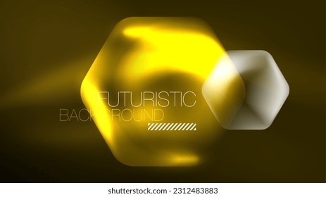 Technology Digital Neon Abstract Background, Abstract Hexagons, Digital Cyberspace, Modern Hi-tech, Science, Futuristic Techno Design Template