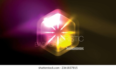 Technology Digital Neon Abstract Background, Abstract Hexagons, Digital Cyberspace, Modern Hi-tech, Science, Futuristic Techno Design Template