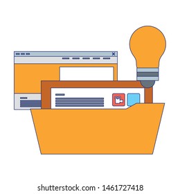 technology digital online modern computer windows with idea information cartoon vector illustration graphic design