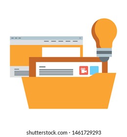technology digital online modern computer windows with idea information cartoon vector illustration graphic design