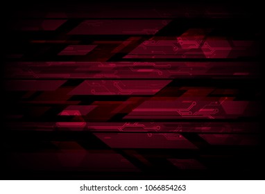 Technology digital red circuit concept, polygon abstract background vector illustration