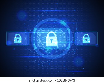 Technology digital security of cyber communication and data, Vector illustration