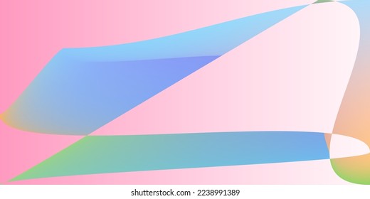 Technology Digital Shape Color Illustration. Dynamic Multicolor Pastel Psychedelic Neon Gradient Mesh. Rainbow Futuristic Layers Fluid Original Background. Smooth Pink Modern Minimal Modern Design.