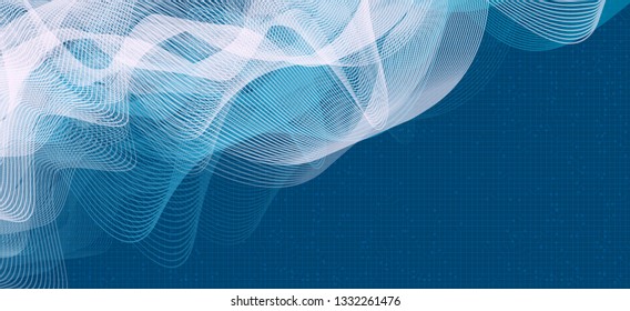Technology Digital Sound Wave Background,Smoke and Hi-tech diagram concept,design for music studio and science,Vector Illustration.