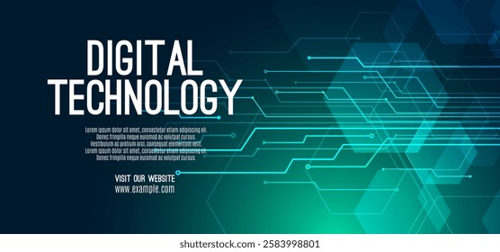 Technology digital speed connect blue green background, cyber nano information, abstract communication, innovation future tech data, internet network connection, Ai big data, line dot illustration