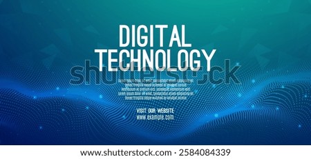 Technology digital speed connect blue green background, cyber nano information, abstract communication, innovation future tech data, internet network connection, Ai big data, line dot illustration