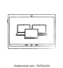 technology digital tablet with laptop gadgets on screen
