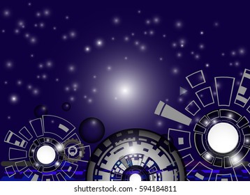 Technology digital telecoms and engineering gear wheel on circuit board with arrow, Abstract futuristic background, Vector illustration colorful. Hi-tech digital concept.