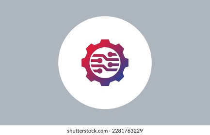 Technology digital transformation, system information. Gear Cog Wheel industry logo design, vector icon illustration isolated