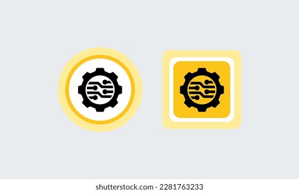 Transformación digital tecnológica, información del sistema. Diseño del logotipo de la industria de la rueda de engranaje, ilustración del icono del vector aislado