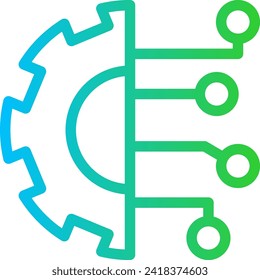 Technology digitalization business icon with blue and green gradient outline style. technology, digital, network, concept, data, abstract, communication. Vector Illustration