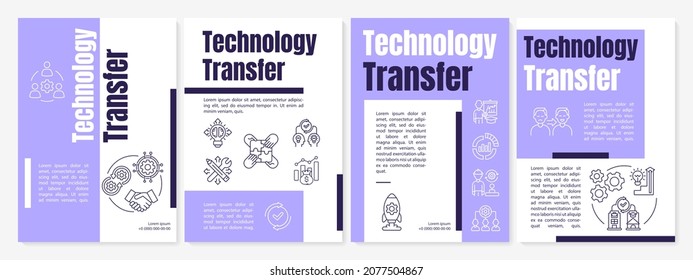 Technology dissemination brochure template. Sharing experience. Flyer, booklet, leaflet print, cover design with linear icons. Vector layouts for presentation, annual reports, advertisement pages