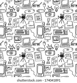 Technology doodles seamless pattern