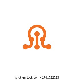 Technology Dots Digital Octopus Vector Abstract Illustration Logo Icon Design Template Element