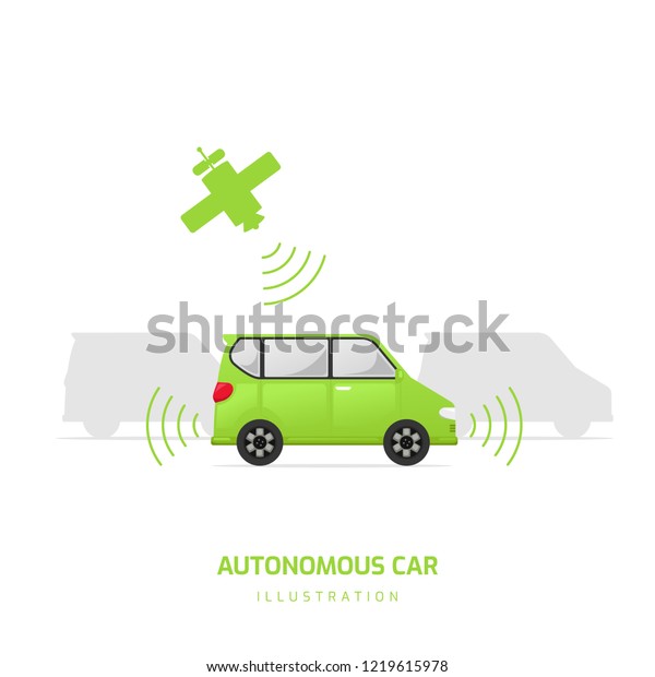 Technology of Driverless or autonomous car modern\
art illustration\
vector