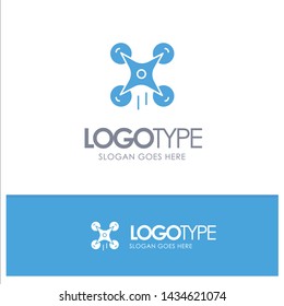 Technology, Drone, Camera, Image Blue Solid Logo with place for tagline