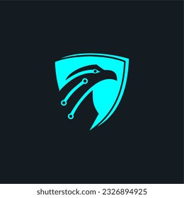 Technology eagle shield logo vector.