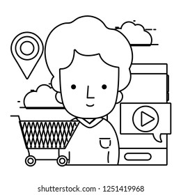 technology e-commerce shopping cartoon