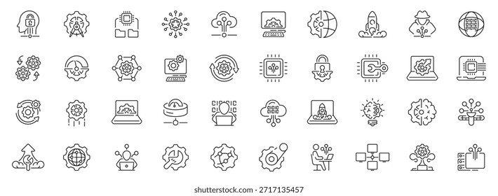 Conjunto de iconos de línea editable de Tecnología: estilo lineal para proyectos de innovación y tecnología