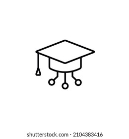 Technology education, digital education, e-learning simple thin line icon vector illustration. For web and mobile UI UX