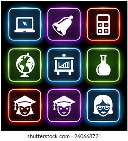 Technology and Education on Glow Round Buttons